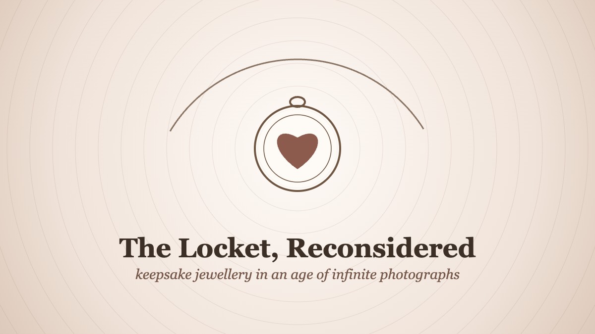 Illustration of a round heart locket hanging on a fine chain, representing keepsake jewellery that holds a single chosen photograph